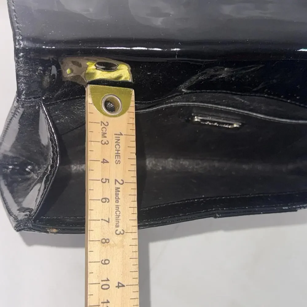 Michael Kors Buckle‎ Black Designer Old Money Minimalist Patent Leather Clutch